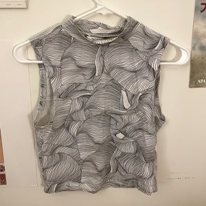 Abstract cropped mock neck tank